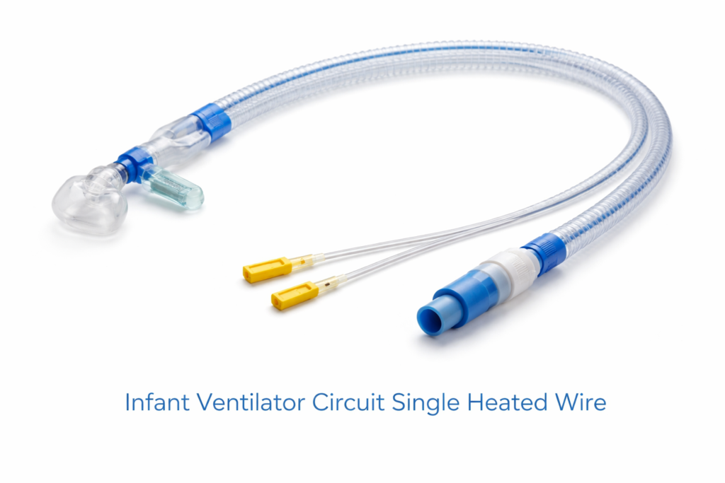 infant ventilator circuit close up shot