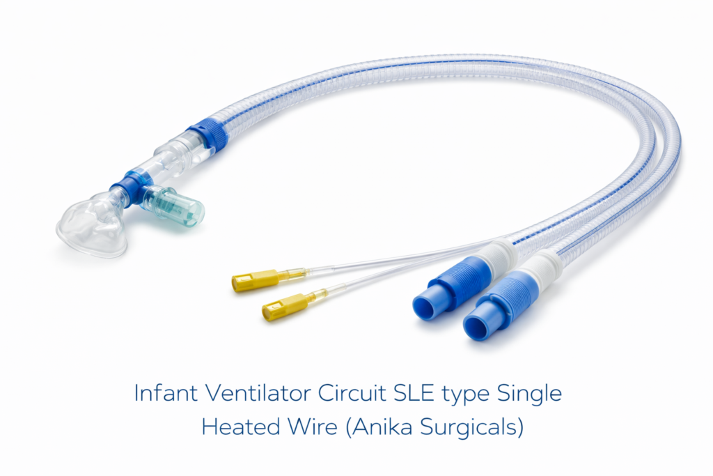 infant ventilator circuit with heated wire