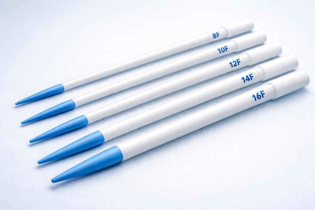 set of teflon dilators on blue